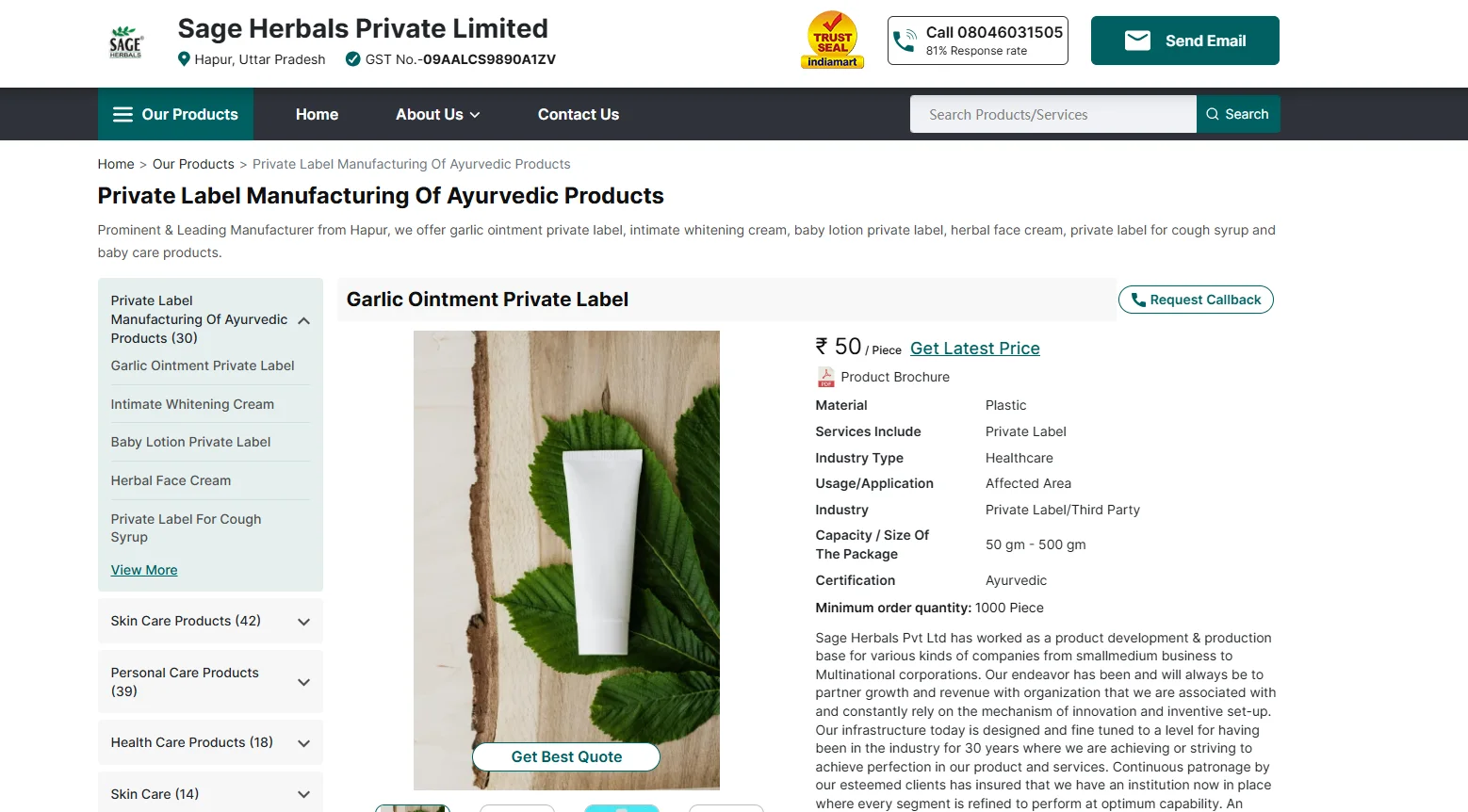 Top 10 Herbal Cosmetic Manufacturers in India